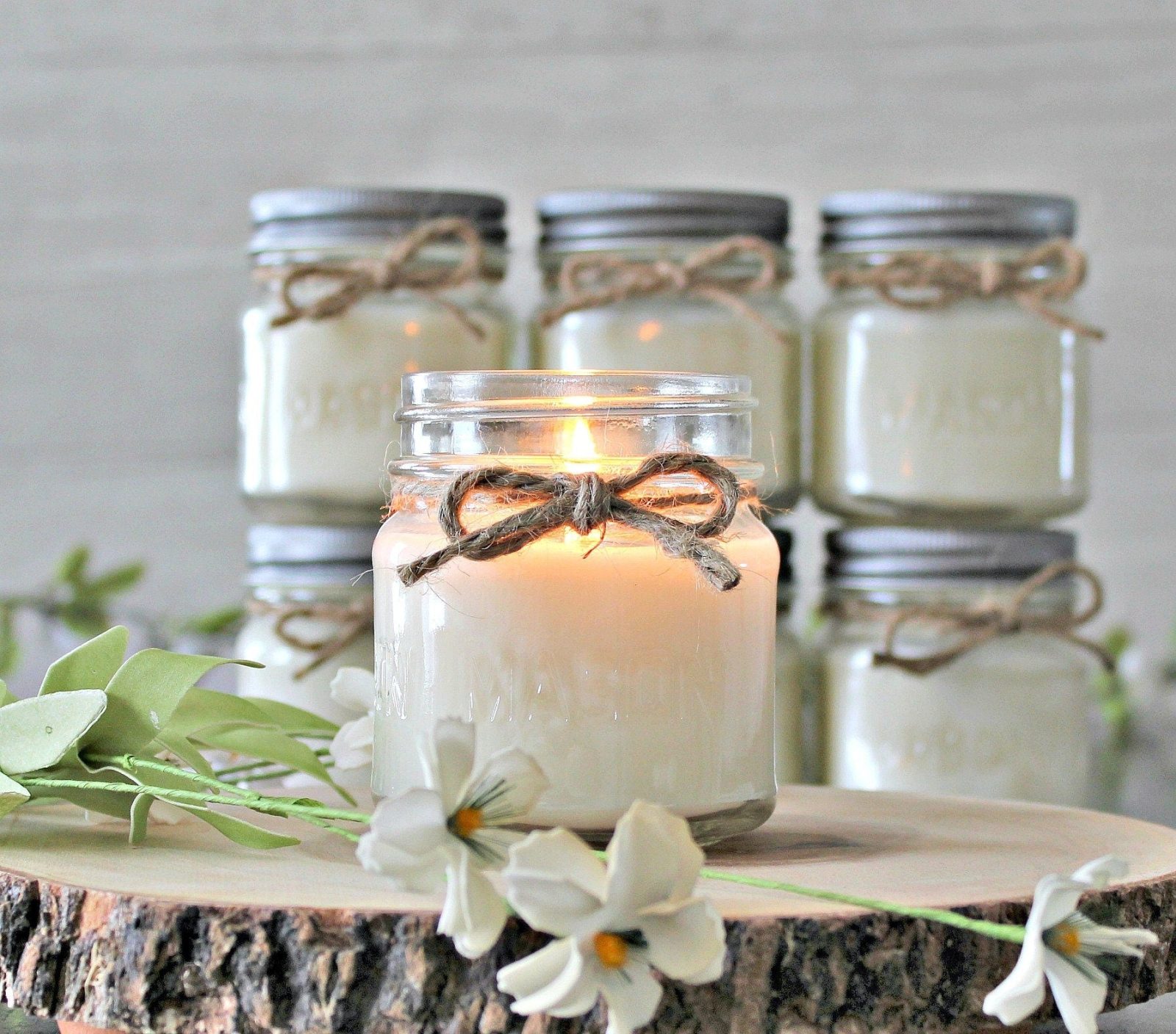 Set of 6 - 8 oz Soy Mason Jar Candles